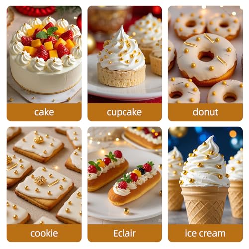 Image of Gold Pearl Sprinkles,Edible Rods Pearl Sugar Candy Mix Size,130g /4.58oz,Baking Edible Cake Decorations,Cupcake Toppers,Cookie Decorating Donuts Ice Cream,Food Grade,Holiday Wedding Birthday Party Supplies