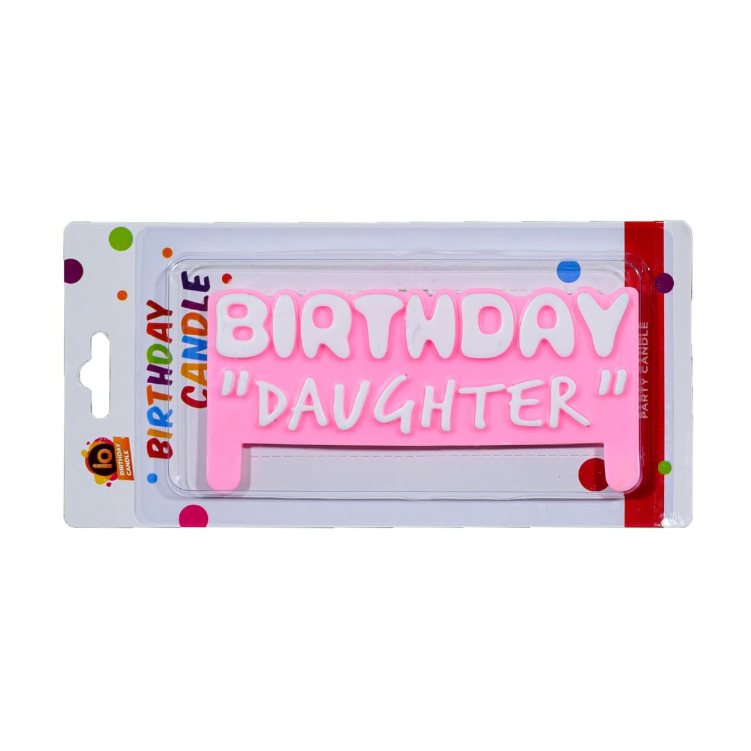 Brithday Daughter Candle Happy Birthday Candle for Cake Decoration Perfect for Daughter's Birthday Celebration Party (Pastel Pink)
