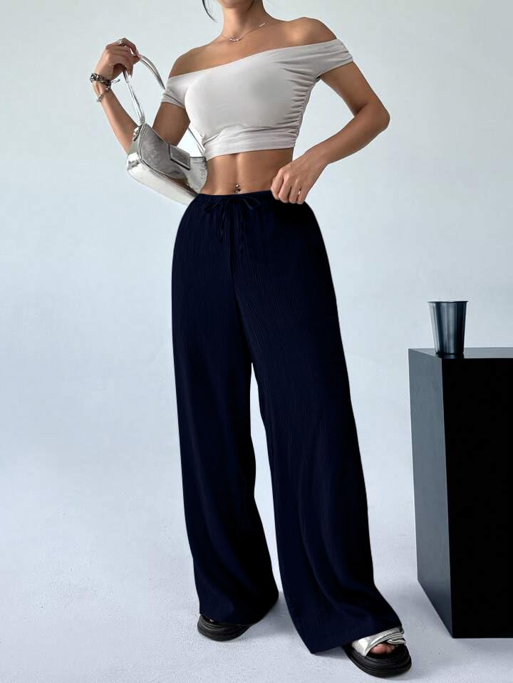 Image of GRECIILOOKS High Waist Trousers for Women - Flared Korean Style Formal Pants | Elegant Workwear for Office, College & Events (Available in Plus Size)