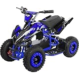 Actionbikes Motors Quad électrique Enfant ATV Racer | 𝟑𝟔 V 𝟏𝟎𝟎𝟎 W Jusqu’à 𝟐𝟒 𝐤𝐦/𝐡   Mini Quad Enfant   Pocket Quad   système Safety Touch  dès 8 Ans (1000 W Noir/Bleu)