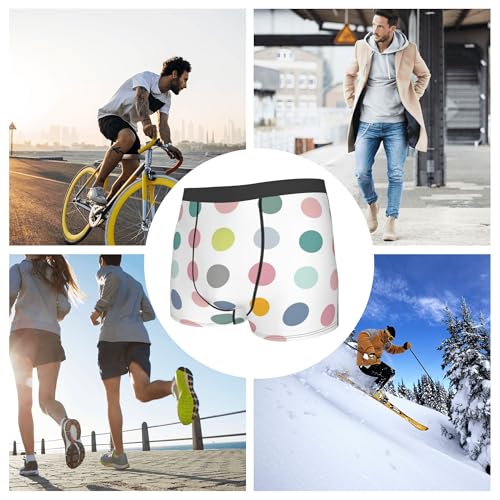 Colorful Dots Men's Boxer Briefs, Polka Breathable Mens Underwear Comfort Boxers Shorts Support Trunks4