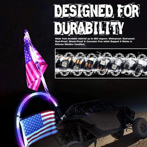 Lumières de Fouet à LED Drapeau d'Antenne RVB Éclairage de Chasse 4FT - 5