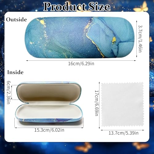 Image of Hard Shell Eyeglasses Case, Eye Glass Cases Womens Hard Shell With Cleaning Cloth Portable Eyewear Case for Women Men