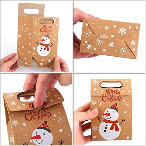 DIYASY 24pcs Christmas Kraft Gift Boxes, Christmas Candy Cookie treats party paper Boxes Bags for Xmas Party Fillers