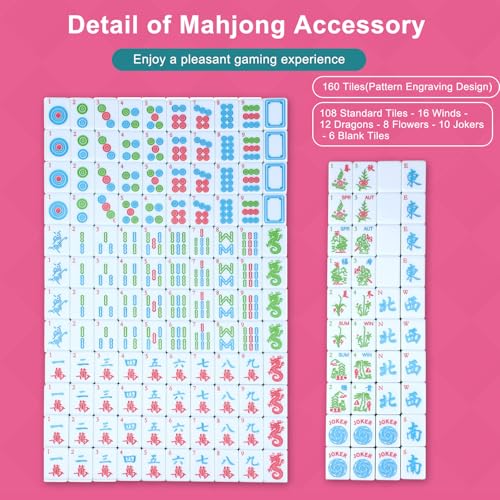 Set de Mahjong Americano VercanMonth 166 piezas rosa miniatura 3