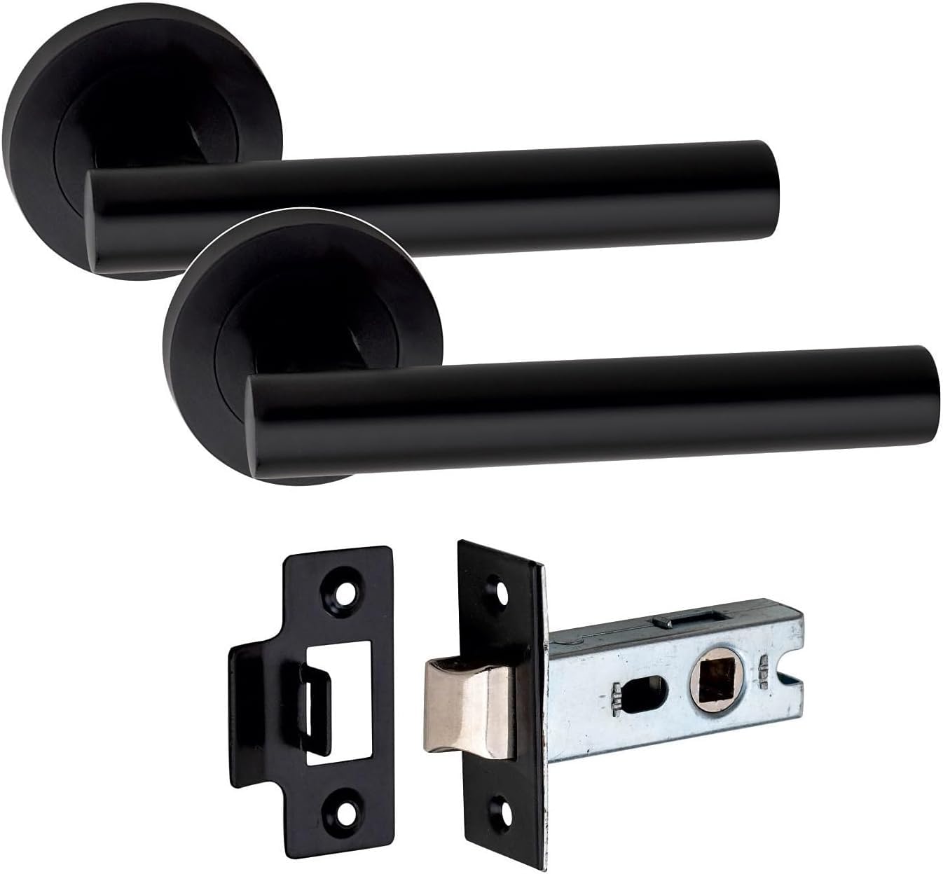 Golden Grace Straight T-Bar Door Handle Pair with Tubular Latch - Golden