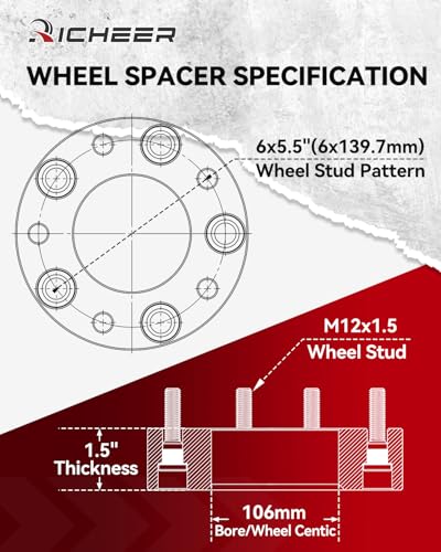 Image of Richeer 1.5 inch 6x5.5 Hub Centric Wheel Spacers for 1995-2023 Tacoma