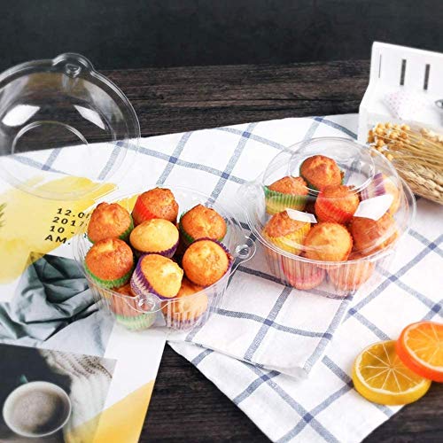 Individual Cupcake Container, 100Pcs Plastic Disposable Cupcake Boxes, Clear Dome Cupcake Holder, Stackable Muffin Container With Lid, For Cake Muffin Sandwich Hamburgers Fruit Salad Party Favor Cake #TOP2