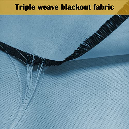 Blackout Curtains for Bedroom Thermal Insulated Soft Window Treatments for Kids Pencil Pleat Light Blue 130"x95" 1 Pack - Image 8