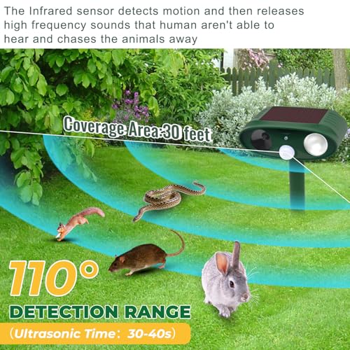 Ultraschall Katzenschreck für Garten, Solar-Betriebener Marderschreck Tiervertreiber mit LED-Licht Wirksam gegen Katzen, Hunde, Vögel, Füchse, Ratten