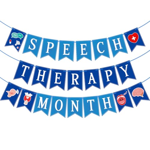 Qttier Speech Therapy Month Banner, STP Month Banner, Speech Pathologist Appreciation Month Decor, SLP Month Party Decoreations Speech Therapist Month Decor, Pre-strung by Qttier - Used condition - US$11.09