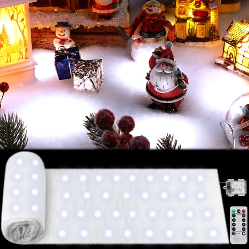 Couverture de neige de Noël LED pour décorer votre table de fête et village miniature