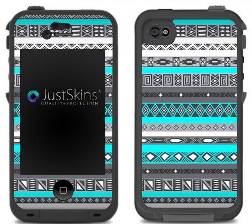 Neon Aqua Tribal Skin Decal for Lifeproof iPhone 4/4S Case Design (Case not included)