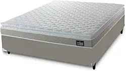 Cama Box Casal Colchão De Espuma D33 Millenium Pillow Top 138x188x57cm Bege