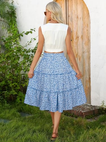 Image of Berydress Midi Skirts for Women 2026 High Waist Casual Summer Boho Skirt