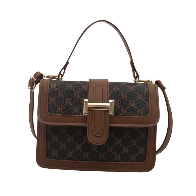 A new personalized, fashionable and simple single-shoulder bag，Designer Monogram Crossbody Handbag, Brown Leather Trim