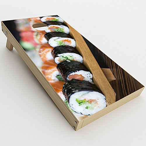 Skin Decal Vinyl Wrap for Cornhole Game Board Bag Toss (2xpcs.) Skins Stickers Cover/Sushi California roll Japanese Food