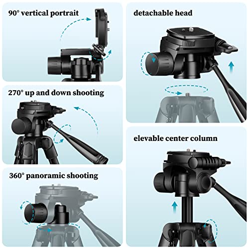 Image of JOILCAN Phone Tripod, 68 inch Tripod for Phone Stand Video Recording Photos, Travel Floor Tripods Compatible with iPhone Canon Nikon DSLR, Cell Phone Tripods with Remote /Travel Bag