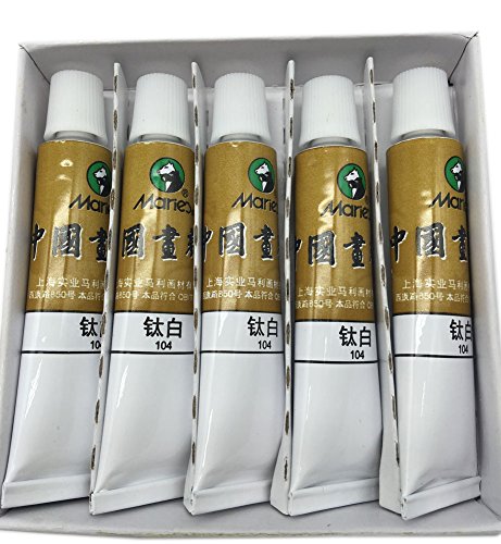 Easyou Marie's Big Size Chinese Painting Color Tubes Watercolor Drawing 12Ml*5Pcs Titanium White #TOP5