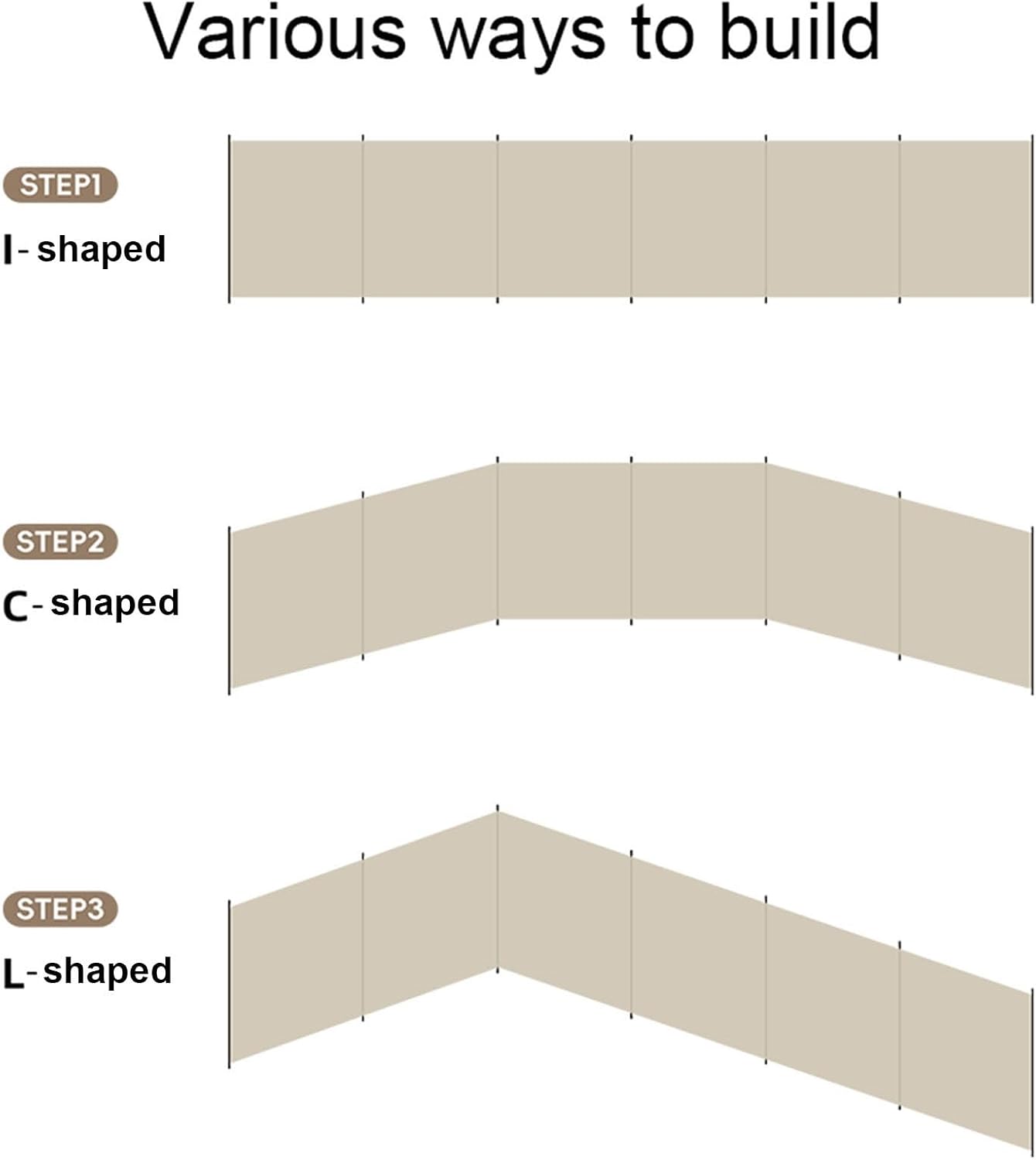 SHYP Camping Windbreaks for Garden Grills BBQ Picnic, Outdoor Caravan Privacy Screen Folding Portable Waterproof Oxford Cloth Windscreen Beach Windshield Shelter (Khaki) (Color : 2 Sets)
