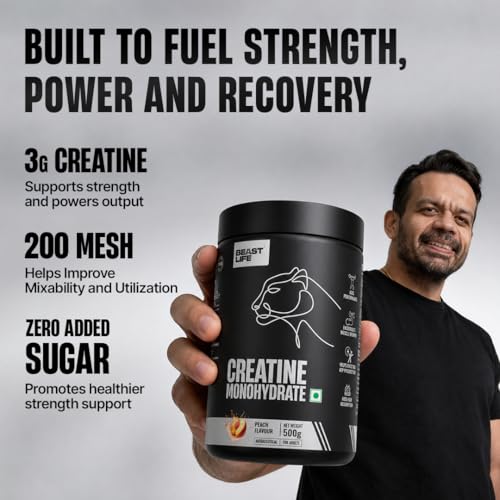 BEASTLIFE Super Micronized Creatine Monohydrate Powder 500g Peach - Image 4