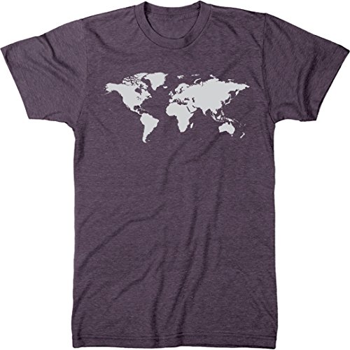 Trunk Candy World Map Men's Tri-Blend T-Shirt (Vintage Purple, Large)
