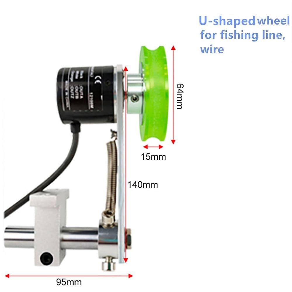 Misuratore di lunghezza digitale, telemetro digitale, contatore, 3 modalità, misuratore di lunghezza con ruota di misurazione a forma di U, 2 uscite relè e funzione di memoria di spegnimento