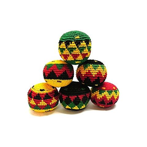 Mia Jewel Shop Rasta Multicolored Crochet Assorted Geometric Pattern Hacky Ball Foot Bag Kick Sack - Handmade Gifts Tribal Guatemalan Toys - Wholesale Set of 3, 6, 12, or 24 (Set of 3) Cover