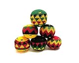 Mia Jewel Shop Rasta Multicolored Crochet Assorted Geometric Pattern Hacky Ball Foot Bag Kick Sack -