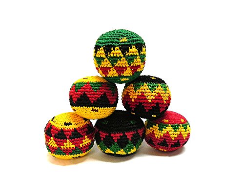 Mia Jewel Shop Guatemalan Handcrafted Crochet Assorted Pattern Hacky Ball Foot Bag Sack Rasta - Wholesale Set of 3, 6, 12, or 24 (Set of 6)