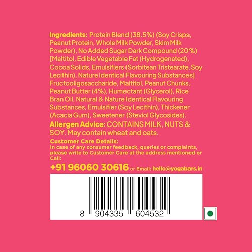 Image of Yogabar Strong Choco Peanut Butter Protein Bars(Pack of 6), 12g Protein, No Added Sugar, No Preservatives
