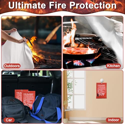 Miniatura 7 de 2 Piezas Manta Ignífuga Para Hogar Y Cocina, 100x100cm Manta Ignífuga De Emergencia, Manta Ignífuga De Fibra De Emergencia Para Oficina Camping Horno Garaje