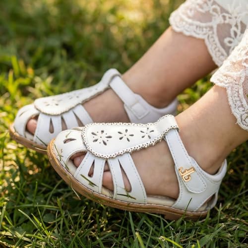 Image of THEE BRON Toddler Girls Closed-Toe Sandals Sweet Retro Cutout Summer Dress Shoes