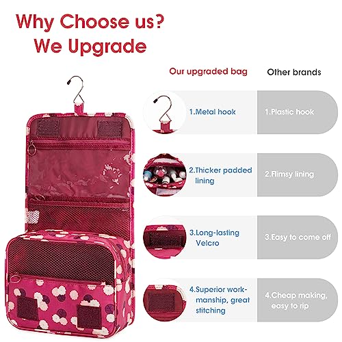 Image of Hanging Travel Toiletry Bag Cosmetic Make up Organizer for Women and Men Waterproof (Red)