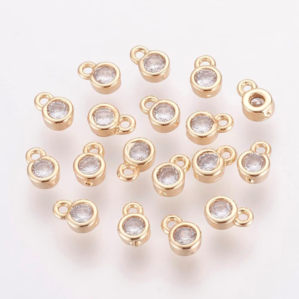 DanLingJewelry 100Pcs Flat Round Crystal Charms Tiny Cubic Zirconia Round Charms for DIY Jewelry Making Necklace Earrings - Image 6