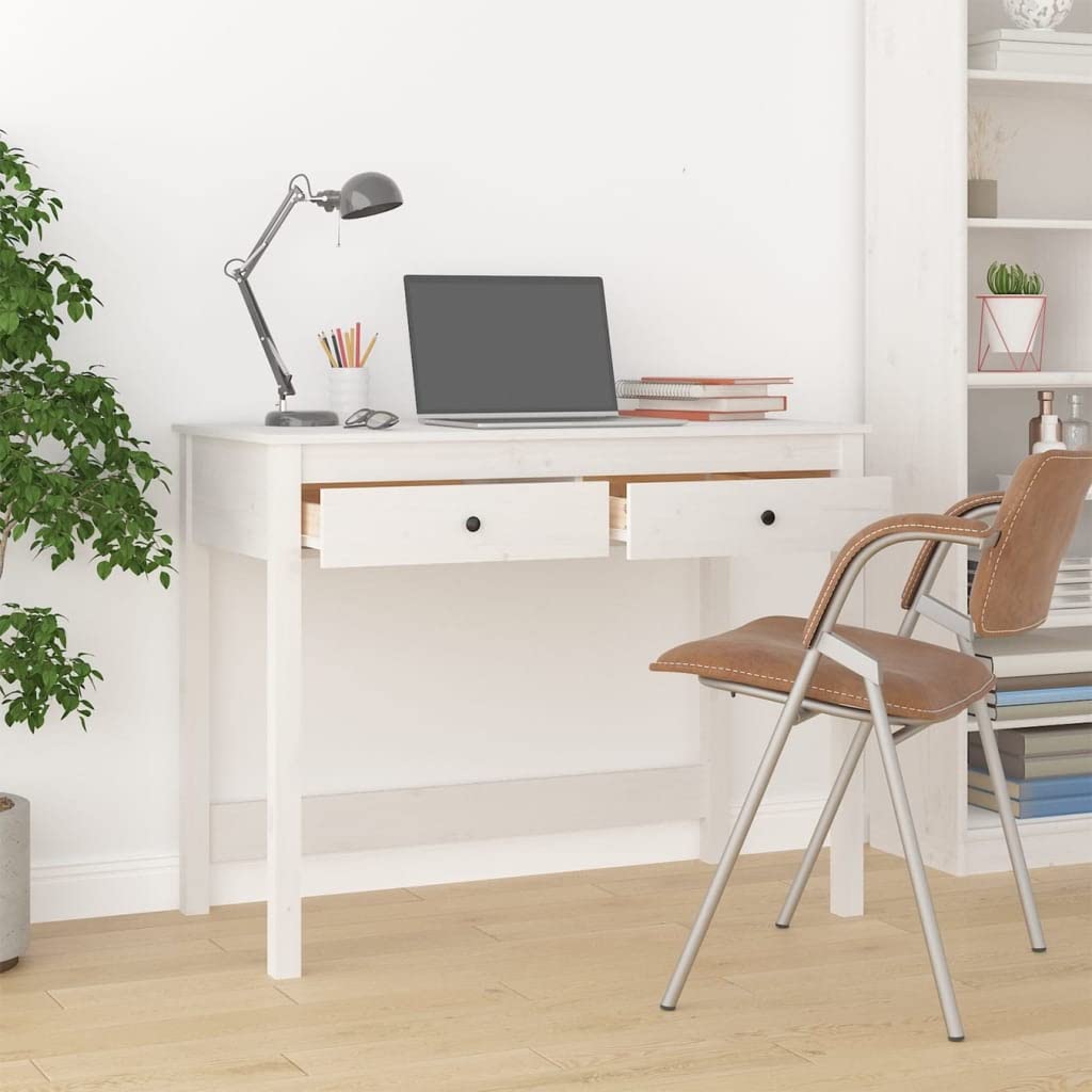 Scrivania con cassetti, in legno massello di pino, 100 x 50 x 78 cm, per ufficio, casa, ufficio, studio, segretario, appartamento, soggiorno, camera degli ospiti