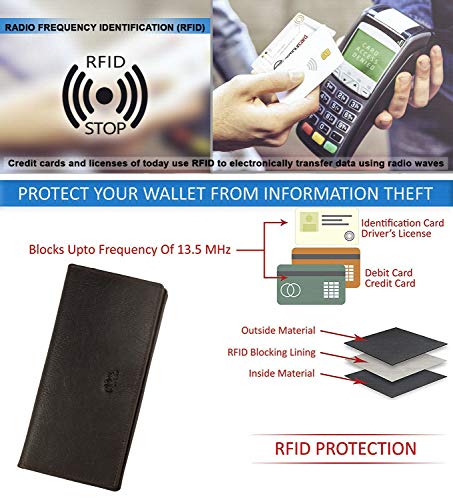 Image of RFID Blocking Mens Genuine leather Bifold Long Wallet