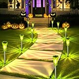 DERAYSION Halloween Decorations Outdoor Solar Lights Pathway LED Green Waterproof Halloween Solar Lights Acrylic Lamp Auto Dusk-to-Dawn for Yard, Path, Garden, Walkway, Landscape 8 Pack