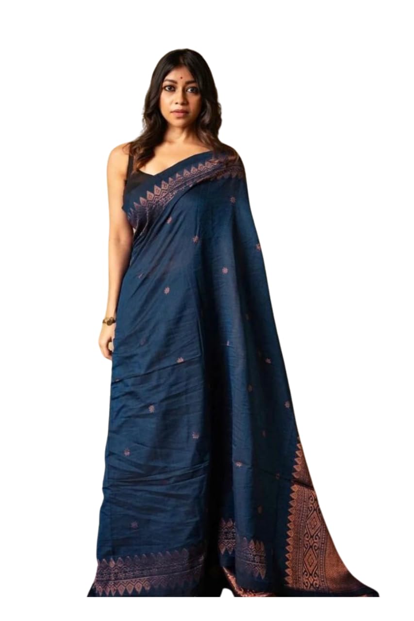 Women's LICHI SILK RICH PALLU & JACCQUARD WORK EXCLUSIVE BORDER. 5.5 Meter Saree| 0.8 Meter Unstitched Blouse Piece_ -HK-113-picture-36