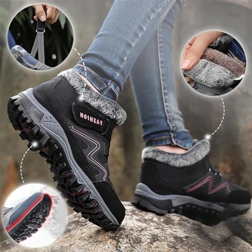 Winter Boots for Women Waterproof Non Slip, Warm Fur Lined Booties for Unisex, Thick Snow Boots, Outdoor Hiking Shoes3
