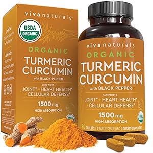 Organic Turmeric Curcumin Supplement 1,500mg (90 Tablets), Turmeric Curcumin with with Black Pepper for Superior…