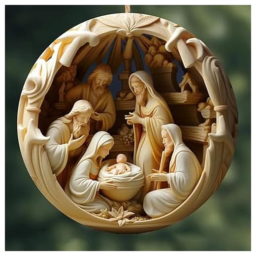 Ornement de crèche de Noël, 2023, Rond, Naissance de Jésus, décoration de Noël pour Sapin de Noël, Souvenir, Cadeau pour Femmes et Hommes, décoration de Noël Religieuse