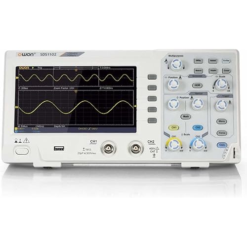 OWON SDS1102 Digital Desktop Oscilloscope 100 MHz Bandwidth 1 GSa/s Sample Rate 10K pts wavelength