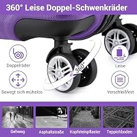 KONO Reisekoffer Groß Leicht Hartschalenkoffer Trolley Koffer mit 4 Rollen und TSA Schloss, 75x48x30cm, 97.3Liter, Zwillingsrollen Rollkoffer, ABS+PC Hartschale (Violett, XL) – Ansicht 6