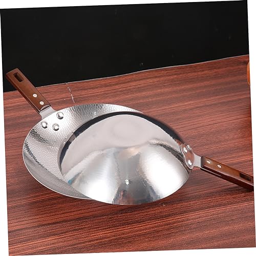 Wok de acero inoxidable 22 cm con mango de madera miniatura 5