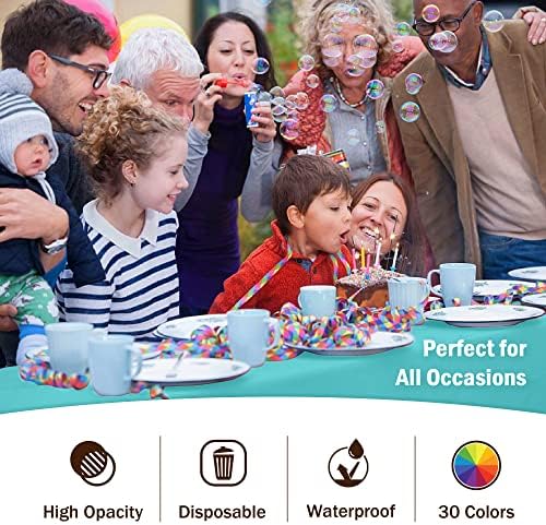 Exquisite Aqua Plastic Table Cloth Disposable 6 Pack - 54 x 108 Inch Rectangle Tablecloth for 6 Foot Tables - Waterproof Table Cover for Party Wedding Birthday Graduation BBQ Catering - 4
