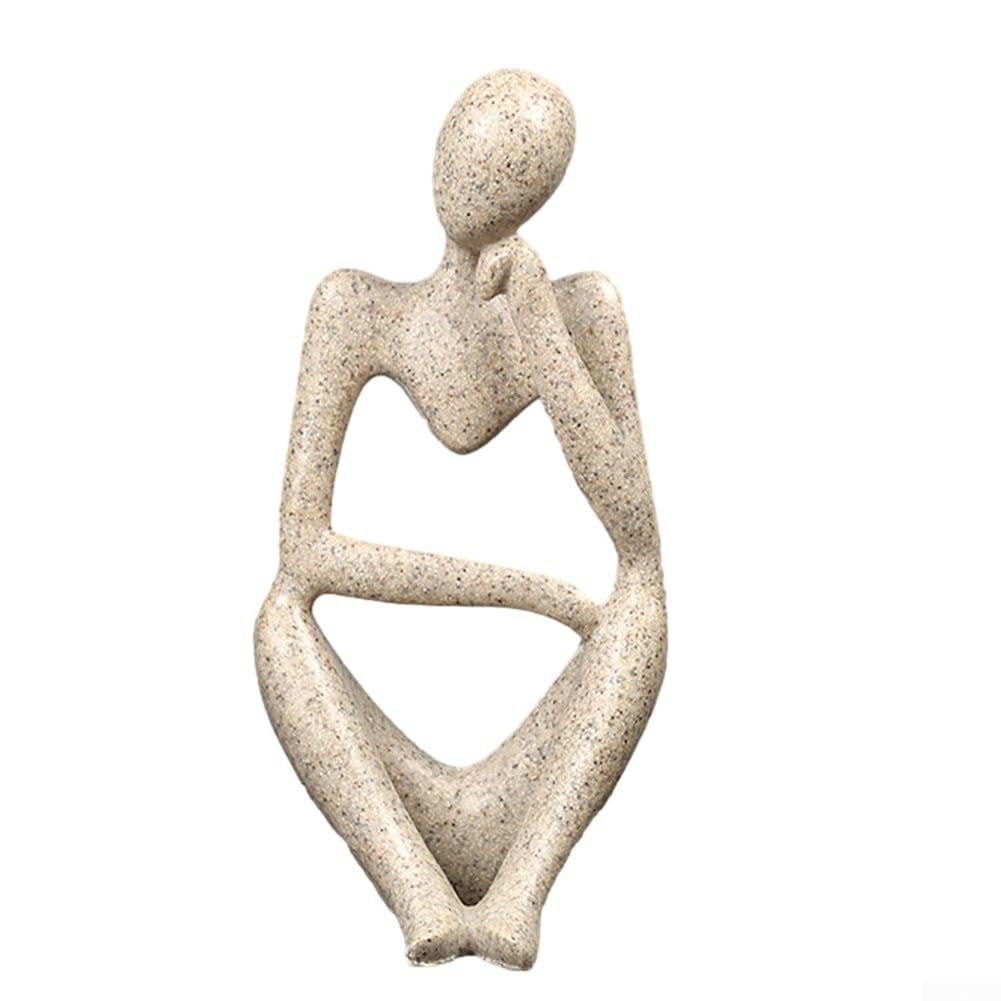 Besttoolifes Thinker for SCULPTURE Ornament,Modern Home Decoration Sculptures Figurines For Abstract Figure Statue Nordic, Left Right Thinking Resin Crafts 6X5x13cm(Sandstone B)