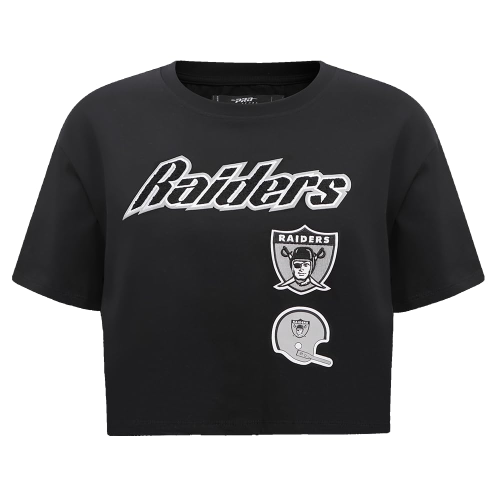 Pro Standard Womens NFL Las Vegas Raiders Retro Classics Kurzarm Boxy T‑Shirt Schwarz S
