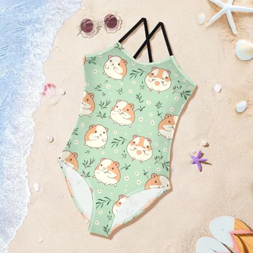 Image of Girls Swimsuit Little Cute Cat and Ice Cream One Piece Swimwear