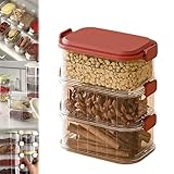 Multi-Layer Sealed Spice Organizer,Clear Seasoning Box Airtight，Stackable Spice Storage Box,Travel Spice Containers And Camping Spices Kit For Seasoning, Cereal, Coffee Beans (Red, Three floors)